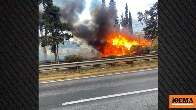 Φωτιά σε φορτηγό στον Κηφισό στο ύψος της Αχαρνών, ουρές χιλιομέτρων