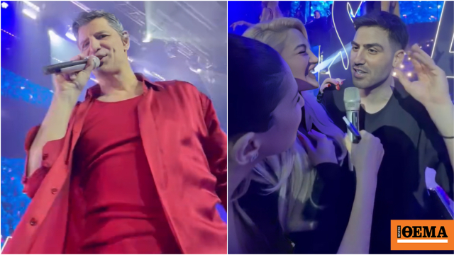 Ο Σάκης Ρουβάς έδωσε το μικρόφωνο στην Ιωάννα Τούνη που διασκέδαζε στο πρώτο τραπέζι με τον σύντροφό της