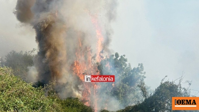 Χωρίς ενεργό μέτωπο η φωτιά στα Μεταξάτα Κεφαλονιάς