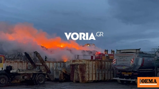 Φωτιά σε εταιρεία με ανακυκλώσιμα υλικά στα Διαβατά