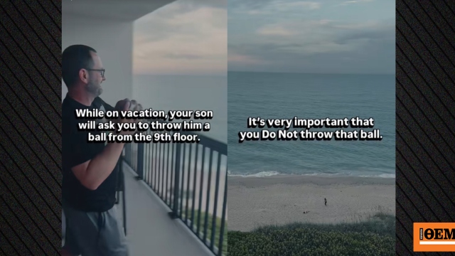 Η στιγμή που πατέρας πετάει μπάλα του ράγκμπι από τον 9ο όροφο και χτυπάει στο κεφάλι τον γιο του που ήταν πολλά μέτρα μακριά