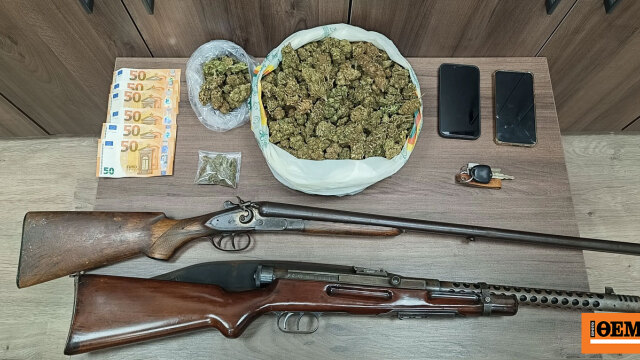Συνελήφθησαν δύο άνδρες για μεγάλη ποσότητα ναρκωτικών και όπλα στο Ρέθυμνο