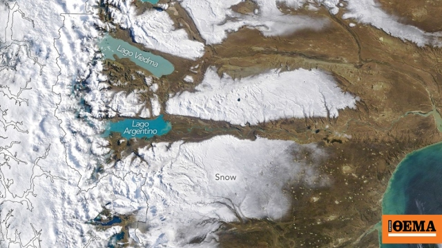 Εντυπωσιακές εικόνες από δορυφόρο της NASA με τη χιονισμένη έρημο της Παταγονίας