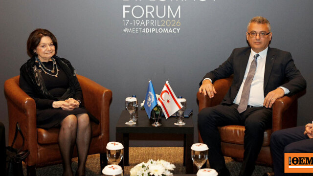 Αντιδράσεις για σημαία του ψευδοκράτους στη συνάντηση Έρχιουρμαν με την αναπληρώτρια γ.γ. του ΟΗΕ, Ρόζμαρι Ντι Κάρλο