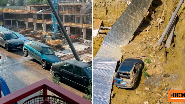 «Ήταν σαν να γινόταν σεισμός»: Καρέ καρέ η πτώση του αυτοκινήτου στο κενό στη Θεσσαλονίκη μετά την υποχώρηση του τοιχίου