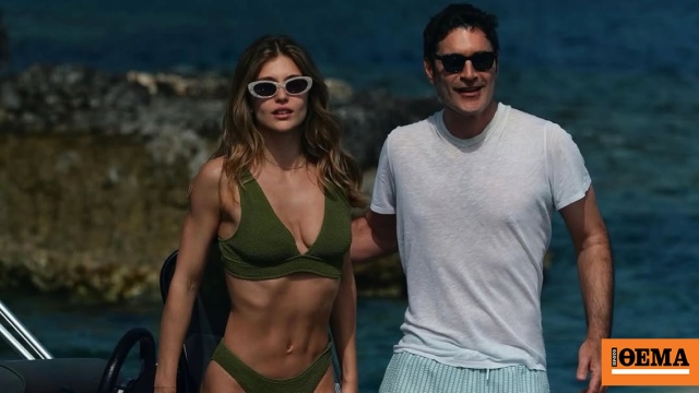 Η Κλέλια Ανδριολάτου και ο Χριστόφορος Παπακαλιάτης πάνω σε σκάφος στα γυρίσματα του Maestro