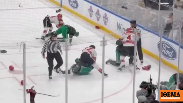 Άγριο ξύλο σε φιλανθρωπικό αγώνα χόκεϊ πυροσβεστών με αστυνομικούς της Νέας Υόρκης, δείτε βίντεο